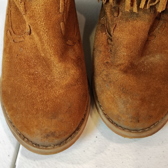 Not Rated Fringe Brown Suede Boots Festival Boho Western Size 6.5 Pull On - Picture 3 of 10